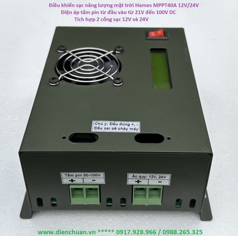 MPPT40A Video Test bộ điều khiển sạc năng lượng mặt trời MPPT 40A 12V/24V- Hames mppt40a