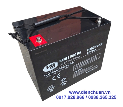 Ắc quy Gel xả sâu 12V-75Ah Hames HMG75-12 dùng cho xe điện- UPS- Kích điện- lưu trữ Solar inverter