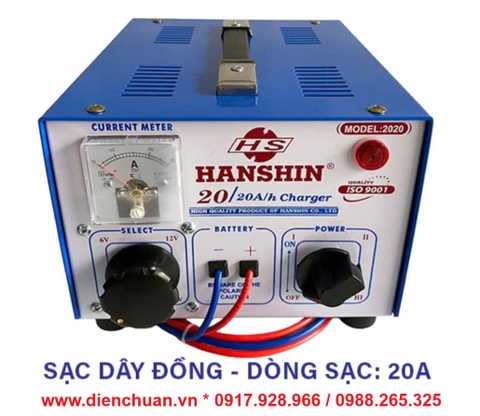 Sạc Ắc Quy Hanshin 20A dây đồng 6V/ 12V/ 24V