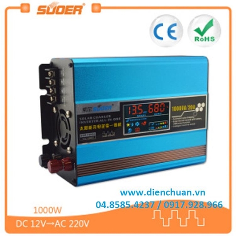 Kích điện inverter solar pin năng lượng mặt trời 1000VA-12V Suoer SUS-1000A