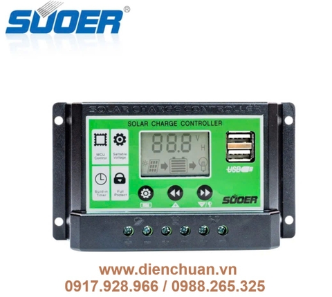 Điều khiển sạc năng lượng mặt trời 20A 12V/24V Suoer ST-D1220