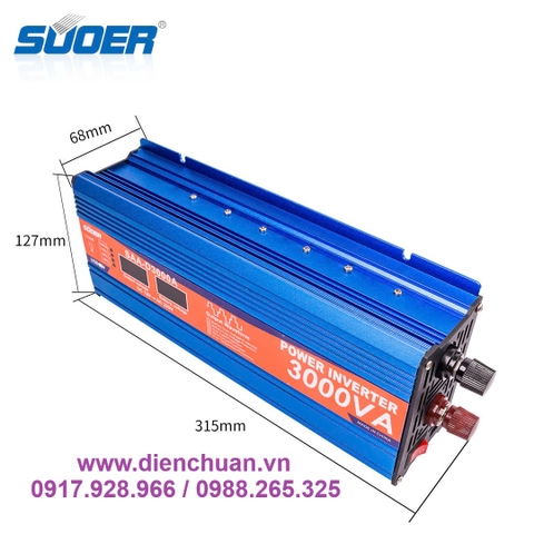 Máy kích điện 12V lên 220V 3000VA / Biến tần 12V sang 220V 3000VA ( tải liên tục 1200W) - SUOER SAA-D3000A