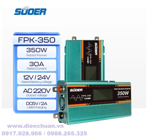 Kích điện sin chuẩn/ biến tần inverter sin chuẩn 350W-12V/24V Suoer FPK-350
