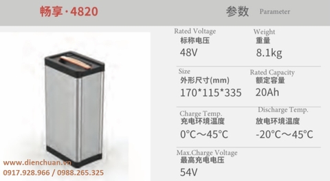 Ắc quy/ Pin Lithium dùng cho xe điện Narada 4820 ( 48V 20Ah) dòng Changxiang