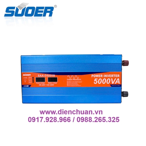 Máy kích điện 24V lên 220V 5000VA / Biến tần 24V sang 220V 5000VA ( tải liên tục 2000W) - SUOER SAA-D5000B
