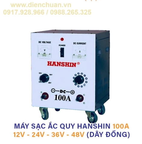 Máy sạc ắc quy Hanshin 100A 12V-24V-36V-48V Dây Đồng