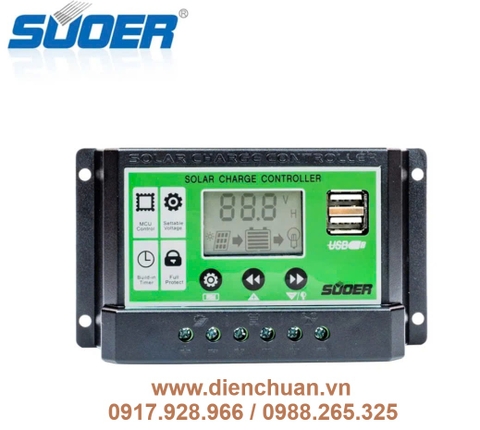 Điều khiển sạc năng lượng mặt trời 20A 12V/24V Suoer ST-D1220