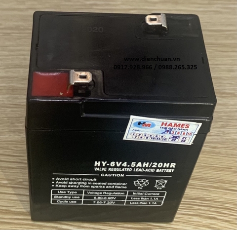 Ắc quy 6V 4.5Ah/20HR HY6-4.5 (Battery 6V 4,5Ah )