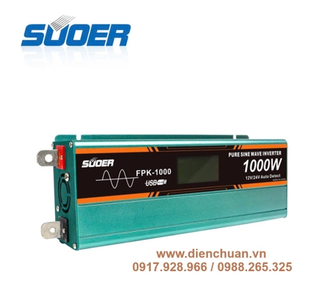Kích điện sin chuẩn/ biến tần inverter sin chuẩn 1000W-12V/24V Suoer FPK-1000