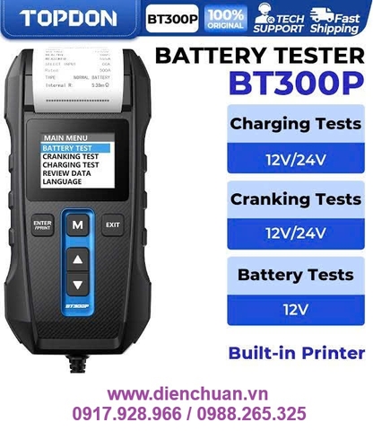 Máy kiểm tra ắc quy TOPDON BT300P ( Battery Tester TOPDON BT300P)