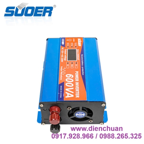 Máy kích điện 12V lên 600VA 220V/ biến tần 12V sang 220V 600VA ( tải liên tục 300W) - SUOER SAA-D600A
