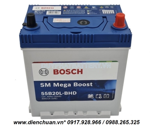 Ắc quy Bosch 55B20L-BHD ( 12V 40Ah )