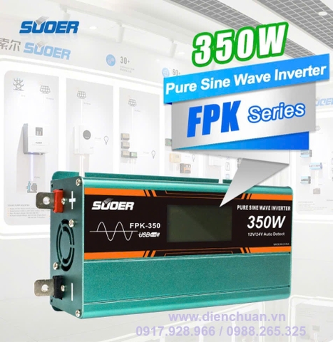 Kích điện sin chuẩn/ biến tần inverter sin chuẩn 350W-12V/24V Suoer FPK-350