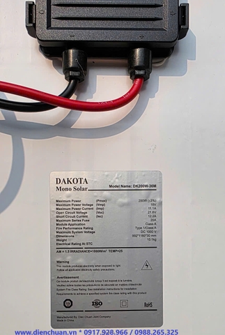Tấm pin năng lượng mặt trời 200W Dakota DK200W-36M