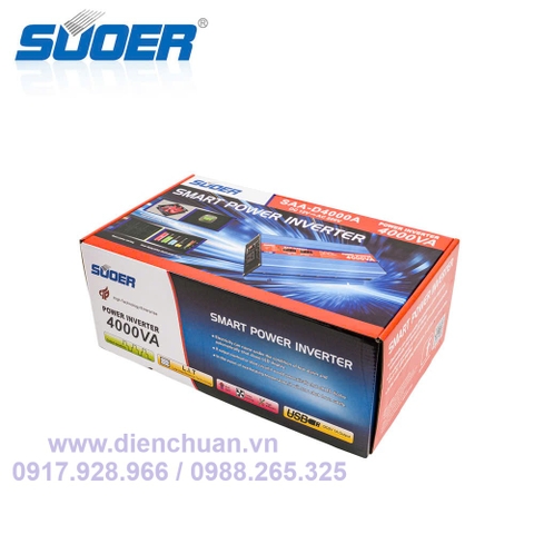 Máy kích điện 12V lên 220V 4000VA / Biến tần 12V sang 220V 4000VA ( tải liên tục 1600W) - SUOER SAA-D4000A