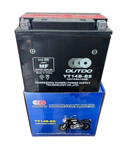 Ắc quy Outdo YT14B-BS ( 12V-12Ah/10HR) dùng cho xe máy moto phân khối lớn