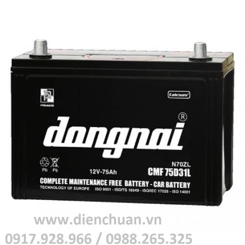Bình ắc quy Đồng Nai 12V 75Ah CMF75D31L/R (N70ZL)