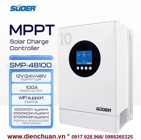 Điều khiển sạc năng lượng mặt trời MPPT 100A Suoer SMP-48100 ( 12V/24V/48V Auto )