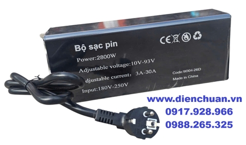 Sạc pin lithium 30A/ 2800W 10V-93V Wifi dùng xe máy điện Vinfast  Evo, Evo 200, Evo Lite, KlaraS2, FelizS, VentoS, TheonS, Evo Grand và Feliz 2025