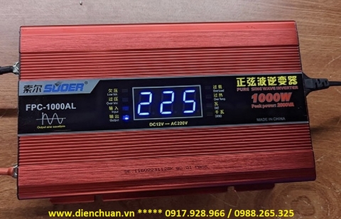 Kích điện inverter sin chuẩn Suoer 1000W 12V FPC-1000AL