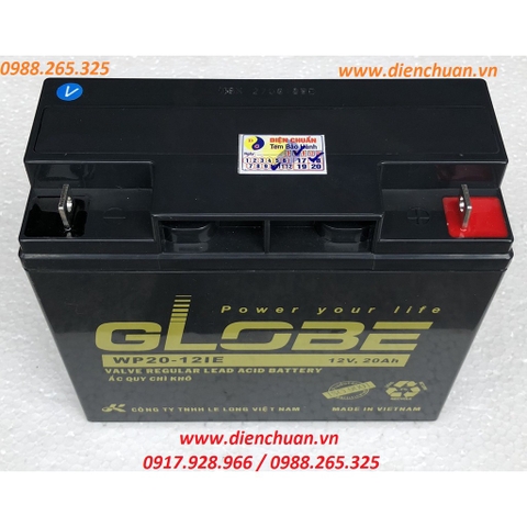 Ắc quy Globe 12V-20Ah WP20-12IE dùng cho xe điện, loa kéo, UPS, lưu điện thang máy