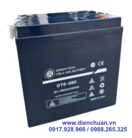 Ắc quy 6V-260Ah Green Tech GT6-260 dùng cho xe điện sân golf, xe điện du lịch, xe nâng