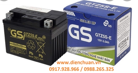 Bình Ắc quy xe máy GS GTZ5S-E (12V-3.5AH) dùng cho xe Wave, Cuxi, Exciter, Future, Lexam, Mio, Nouvo, Nozza, SNA Model, Suzuki 125, Suzuki Hayate 125, Suzuki Shorgun R125