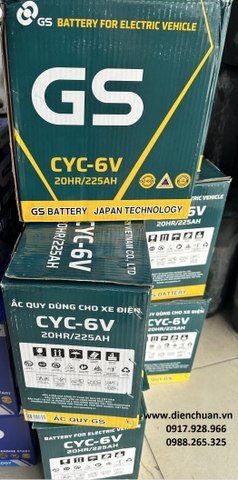 Ắc quy xe điện xe Gofl xe nâng GS 6V 225Ah ( GS CYC-6V 20HR/225AH)