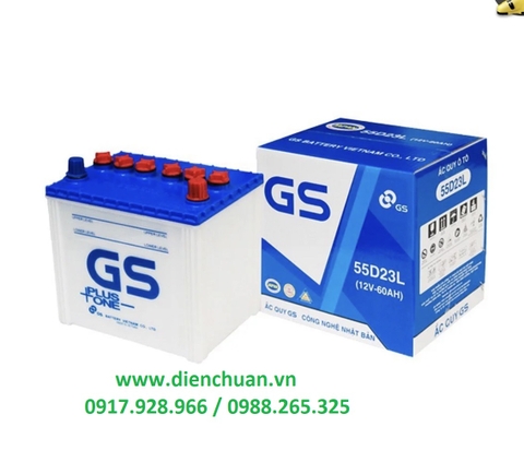 Ắc quy GS 12V 60Ah 55D23R/L ( bình GS nước 55D23L 60Ah)