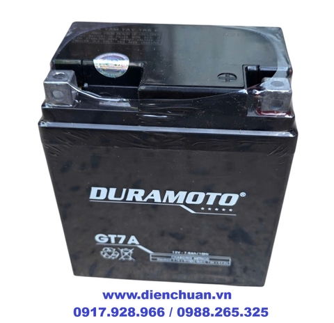 Ắc quy xe máy Liberty, Medley, Vespa Sprint, SH nhập, Dylan, @, PS, SCR- Duramoto GT7A ( 12V 7Ah)