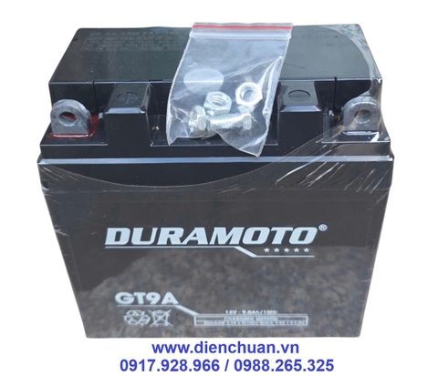 Ắc quy xe máy  Piaggio Vespa PX, Suzuki 125cc/250cc/EN 250, Honda 250 freeway -Duramoto GT9A ( 12V 9Ah)