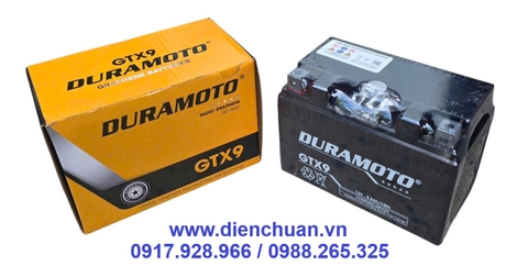 Ắc quy xe máy Honda Spasy, SYM Attila/Shark/Excel, Joyride, Piaggio  Vespa Lx/Fly - Duramoto GTX9 (12V 9Ah)