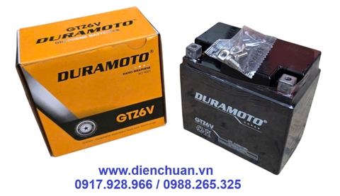 Ắc quy xe máy Honda Lead, Vision, SH125/150cc, SH Mode, PCX, Air blade- Duramoto GTZ6V (12V 5.8Ah)