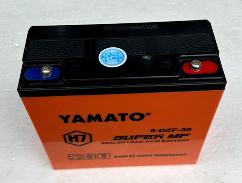 Ắc quy xe máy điện Yamato H7 12V-30AH màu vàng cam- Bình móp góc do vận chuyển, mới 100%- Bán thanh lý giá rẻ