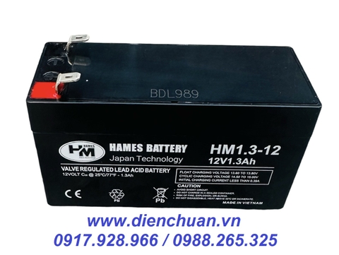 Ắc quy Hames HM1.3-12 ( 12V 1.3Ah )/ pin sạc 12V 1,3Ah