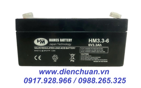 Ắc quy Hames HM3.3-6 ( 6V 3.3Ah )/ pin 6V-3.3Ah