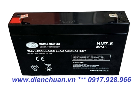 Ắc quy 6V 7Ah HAMES HM7-6 / pin 6V-7Ah
