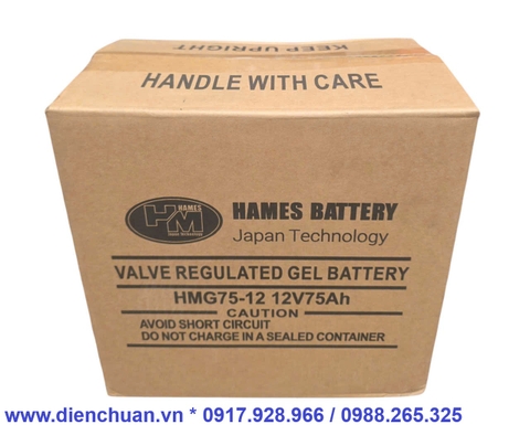 Ắc quy Gel xả sâu 12V-75Ah Hames HMG75-12 dùng cho xe điện- UPS- Kích điện- lưu trữ Solar inverter