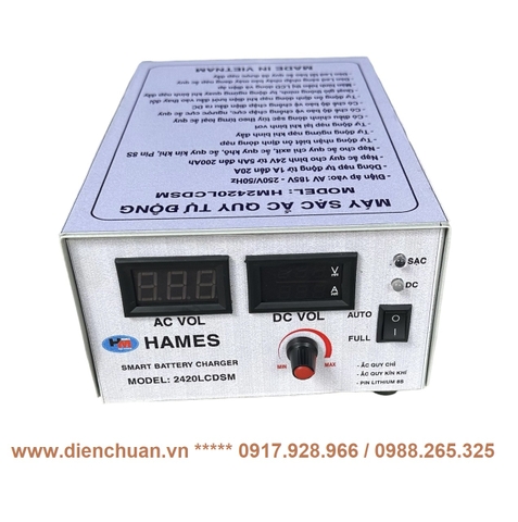 Máy sạc ắc quy tự động Hames 24V-200Ah HM-2420 LCD