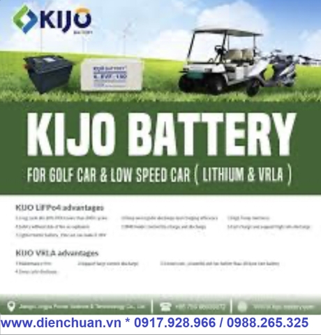 Bình ắc quy KIJO 3-EVF-220 (6V- 220AH) dùng cho xe điện du lịch- xe Golf