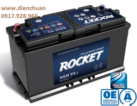 Ắc quy cho xe có động cơ Start Stop Rocket AGM L5 (12V 100ah )