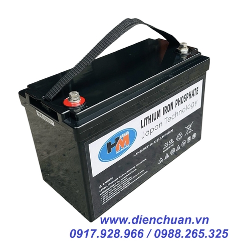 Ắc quy pin Lithium LiFePO4 Hames 12V 100Ah HLB100-12