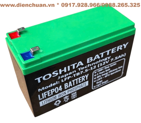 Pin lithium 12V 7.5Ah Toshita LFP- TB7.5-12 dùng cho UPS- loa kéo- bình thuốc sâu- lưu điện cửa cuốn