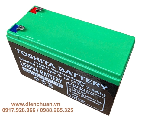 Pin lithium 12V 7.5Ah Toshita LFP- TB7.5-12 dùng cho UPS- loa kéo- bình thuốc sâu- lưu điện cửa cuốn