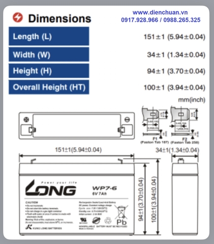 Ắc quy Long WP7-6 ( 6V 7AH)