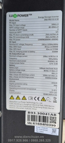 Inverter Hybrid Luxpower SNA PRO 6.5kW/ Biến tần hòa lưới có lưu trữ Luxpower SNA PRO-EU 6.5K 6500W ip66