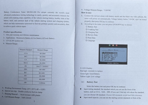 Máy đo kiểm tra ắc quy LANCOL Micro - 200 Pro ( Hàng Chính Hãng )- Battery Tester