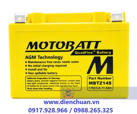 Ắc Quy Motobatt MBTZ14S ( 12V-11.5Ah ) CCA 170