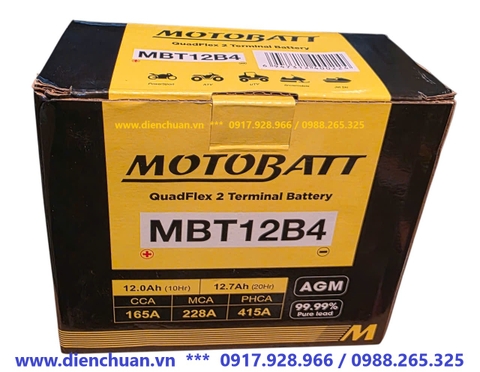 Ắc quy xe máy Motobatt MBT12B4/ Motobatt MBT12B4 large displacement motorcycle battery (12V 12AH)