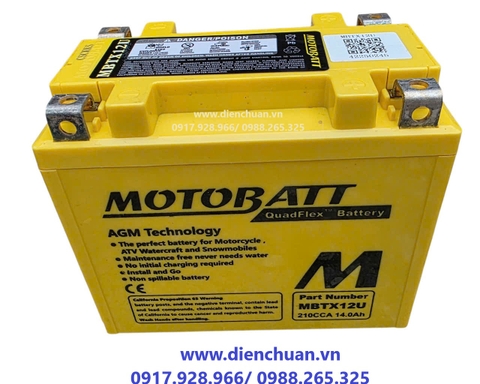 Ắc quy xe máy Motobatt MBTX12U / Motobatt MBTX12U ( 12V 14AH) large displacement motorcycle battery
